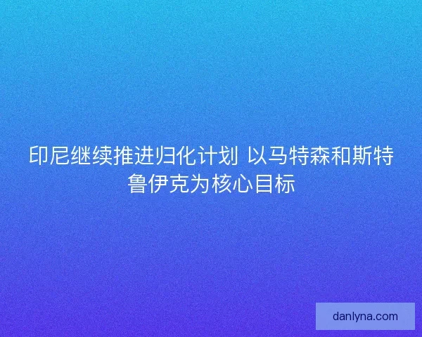 印尼继续推进归化计划 以马特森和斯特鲁伊克为核心目标